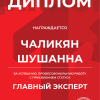 Диплом за успешную, профессиональную работу, с присвоением статуса "Главный эксперт".